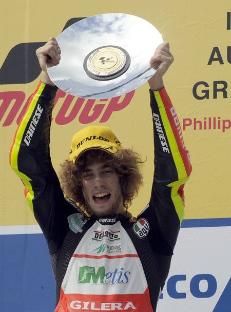 18 ottobre 2009. Marco Simoncelli  il vincitore del Gran Premio d’Australia. Classe 250cc. (Ap)